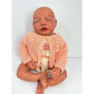 Reborn Crying Baby Doll By Elisa Marx With Soft Body Peach Outfit nearly 6 lbs